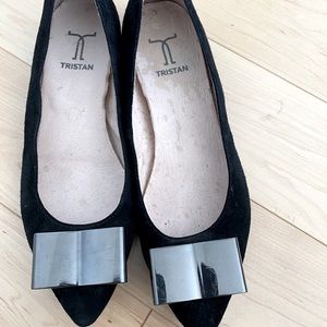 Women suede black flats